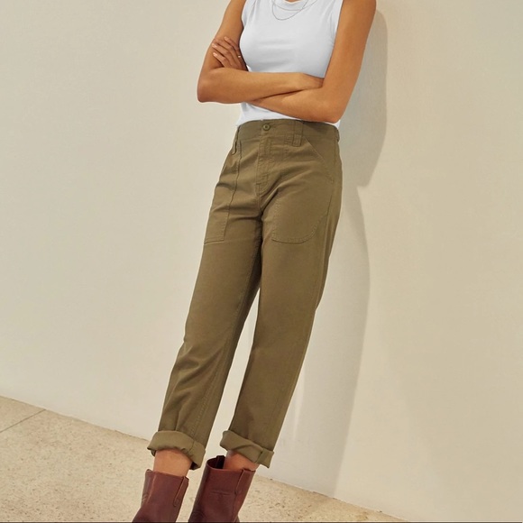 Current/Elliott Pants - Current Elliot Mechanic Millie Army Green High Rise Trousers Size 27